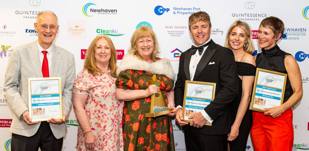 Seahaven Business Awards 2026 winning group for Best Tourism and Leisure Business sponsored by Fine Marketing UK